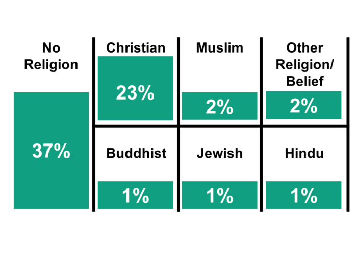 Graphic showing the percentage of staff by religion