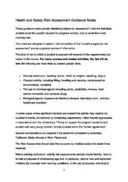 Health and Safety Risk Assessment Guidance Notes - Equality and ...