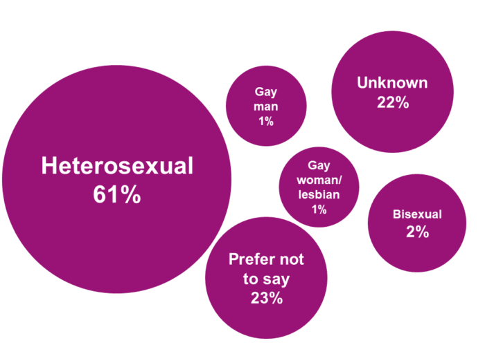 Graphic showing the percentage of staff by sexual orientation