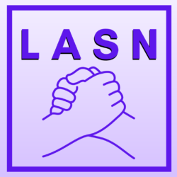 Logo for Leeds Accessibility Staff Network. Two purple hands.